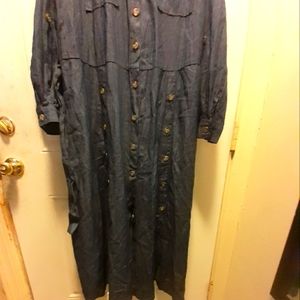 Blue denim full length Shirt dress size 12